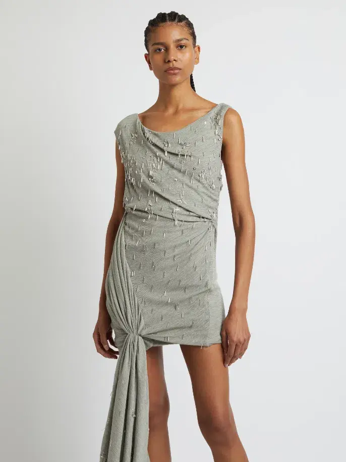 Christopher Esber Crystal Cluster Micro Dress Grey Size AU 6 - Image 4