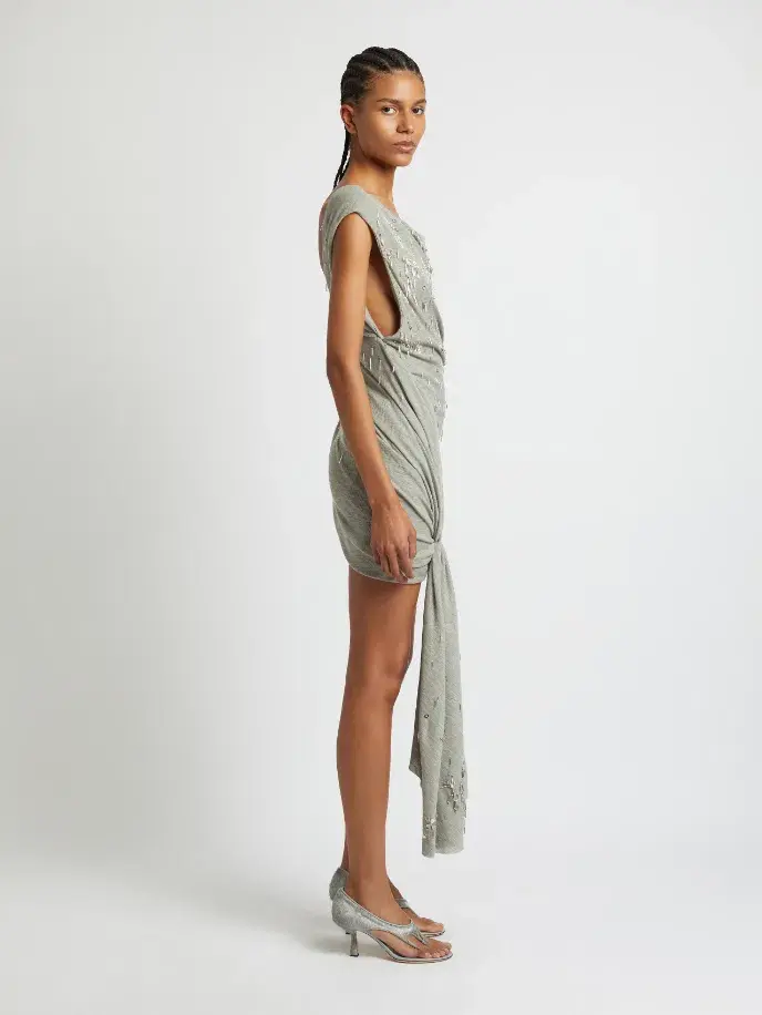 Christopher Esber Crystal Cluster Micro Dress Grey Size AU 6 for rent on The Volte - main image