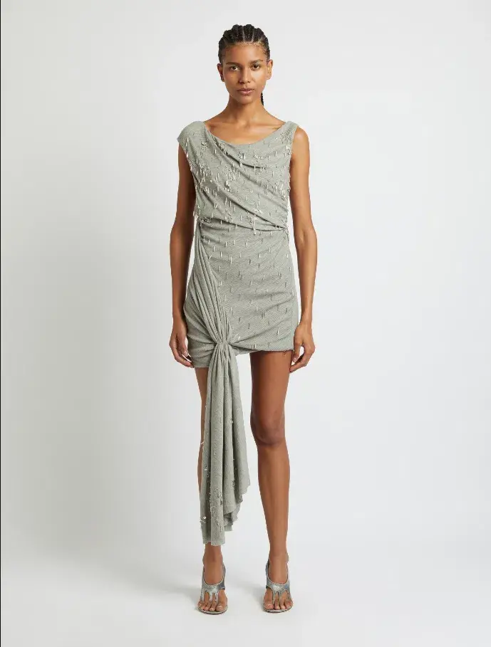 Christopher Esber Crystal Cluster Micro Dress Grey Size AU 6 for rent on The Volte - main image