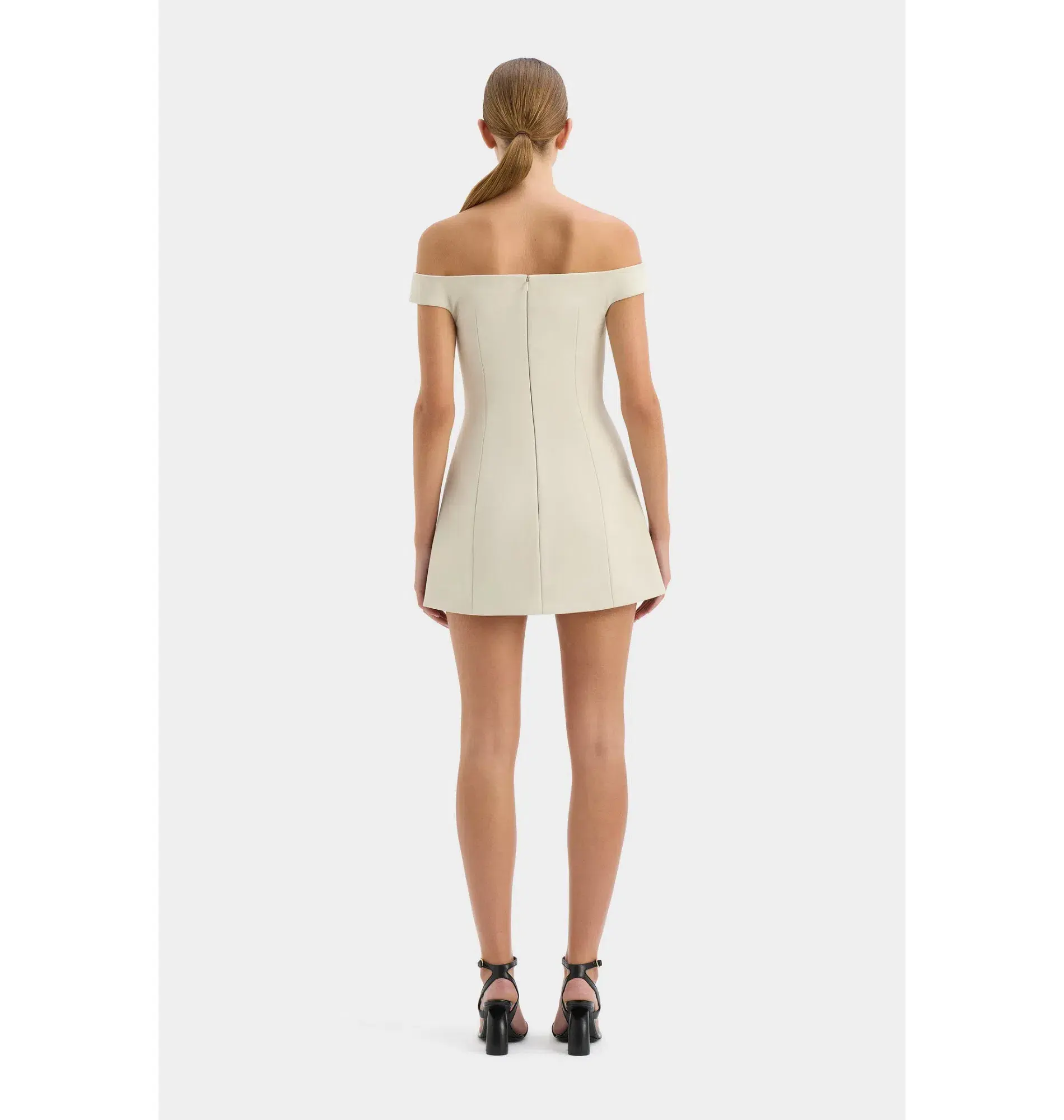 SIR THE LABEL Sandrine Off Shoulder Tailored Mini Dress ECRU Size 0 / AU 6 - Image 5