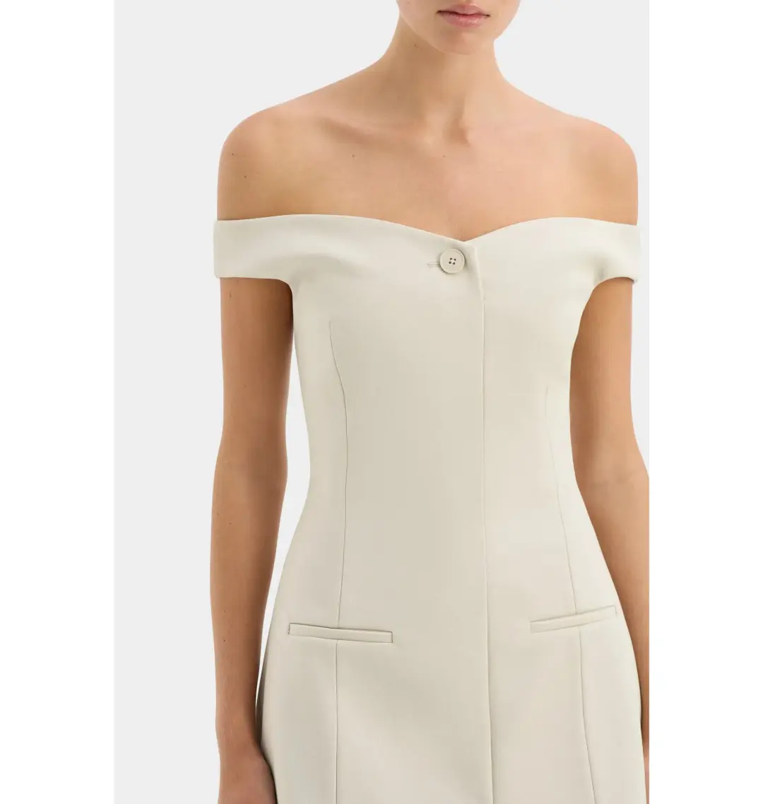 SIR THE LABEL Sandrine Off Shoulder Tailored Mini Dress ECRU Size 0 / AU 6 for rent on The Volte - main image