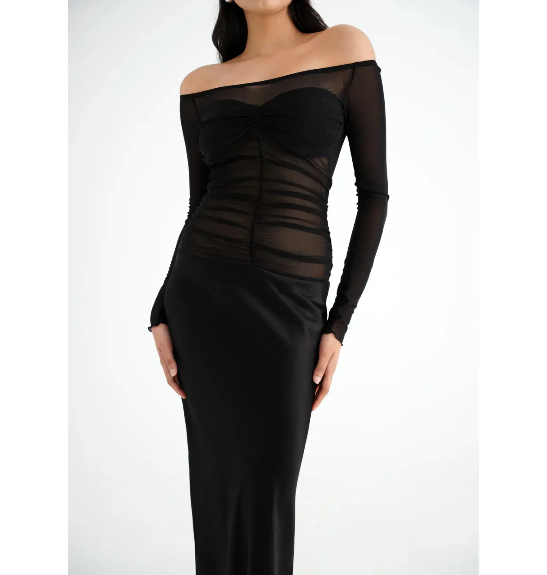 Benni Mayan Long Sleeve Maxi Dress Black Size AU 8 - Image 3