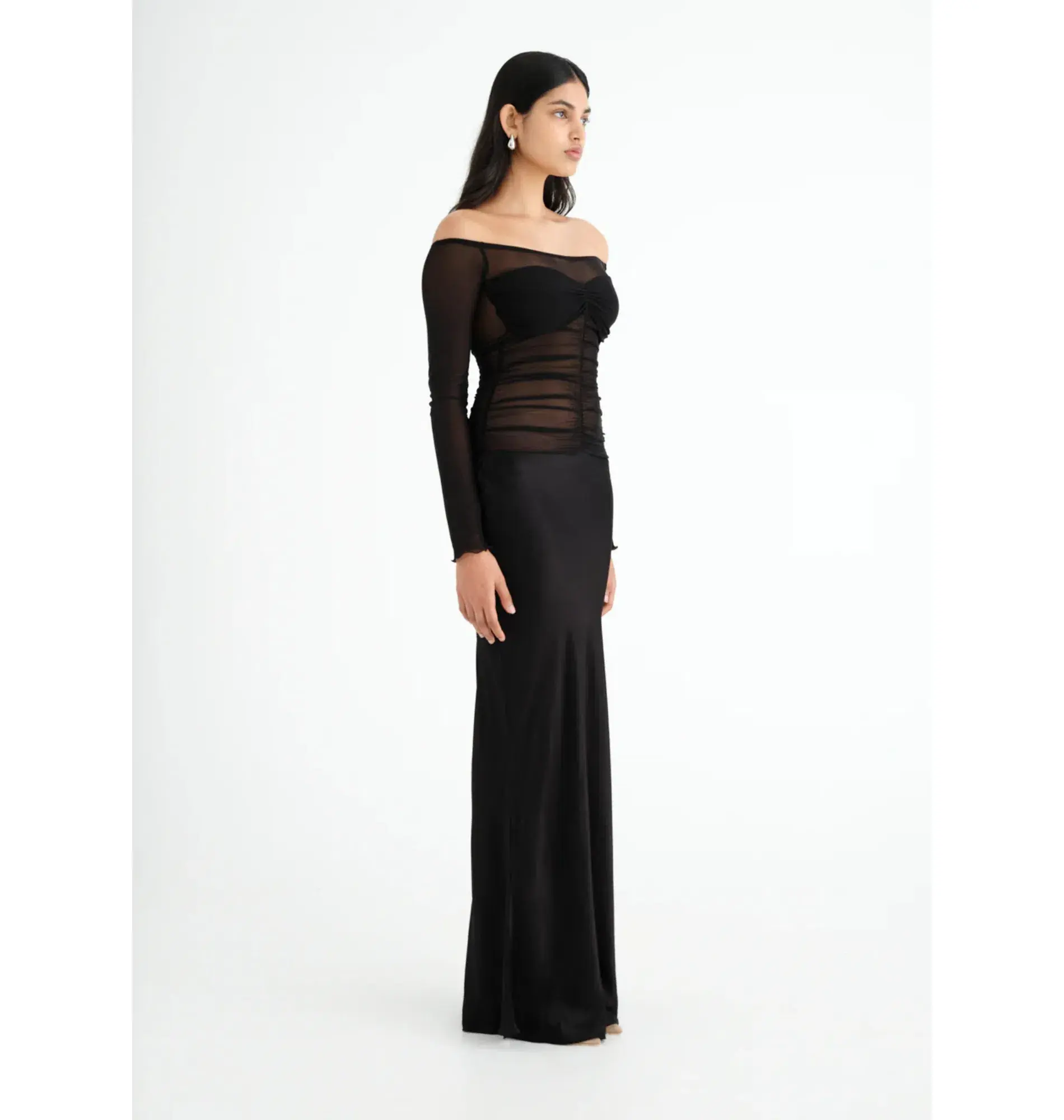 Benni Mayan Long Sleeve Maxi Dress Black Size AU 8 - Image 2