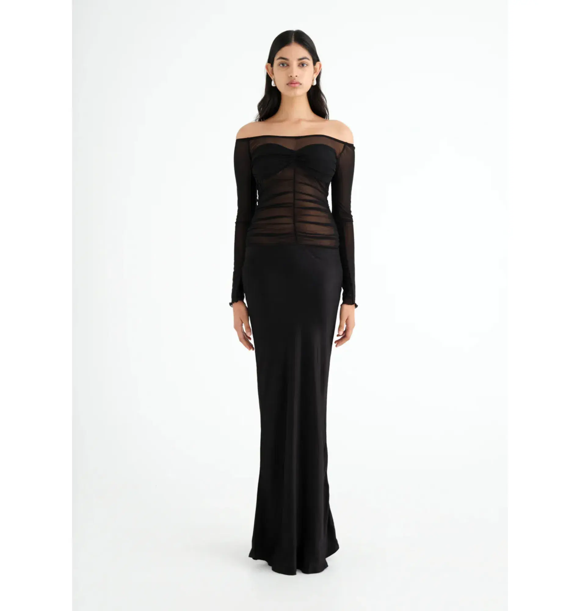 Benni Mayan Long Sleeve Maxi Dress Black Size AU 8 - Image 1