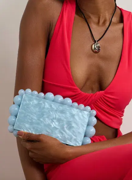 Cult Gaia Eos Beaded Marbled Acrylic Clutch Hydrangea   - Image 1