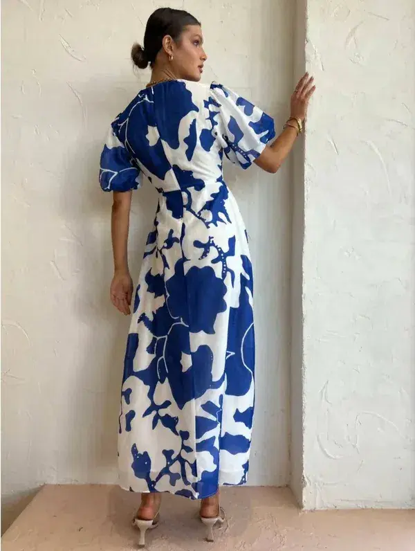 Sir the Label Vivi Puff Sleeve Maxi Dress Merce Abstract Print Size 2 / Au 10 - Image 2