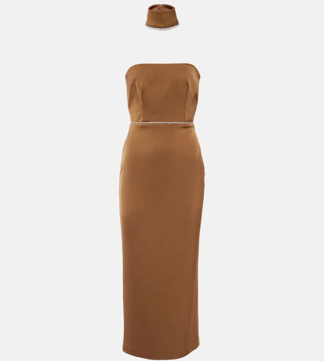 Alex Perry Crystal Embellished Satin Midi Dress Iron Size AU 10 for rent on The Volte - main image