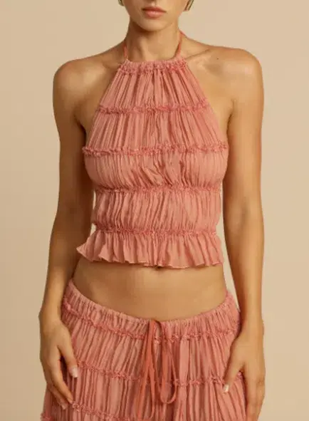 Arcina Ori Juliette Sleeveless Halter Top and Maxi Skirt Set Peach Size Small / AU 8  - Image 2