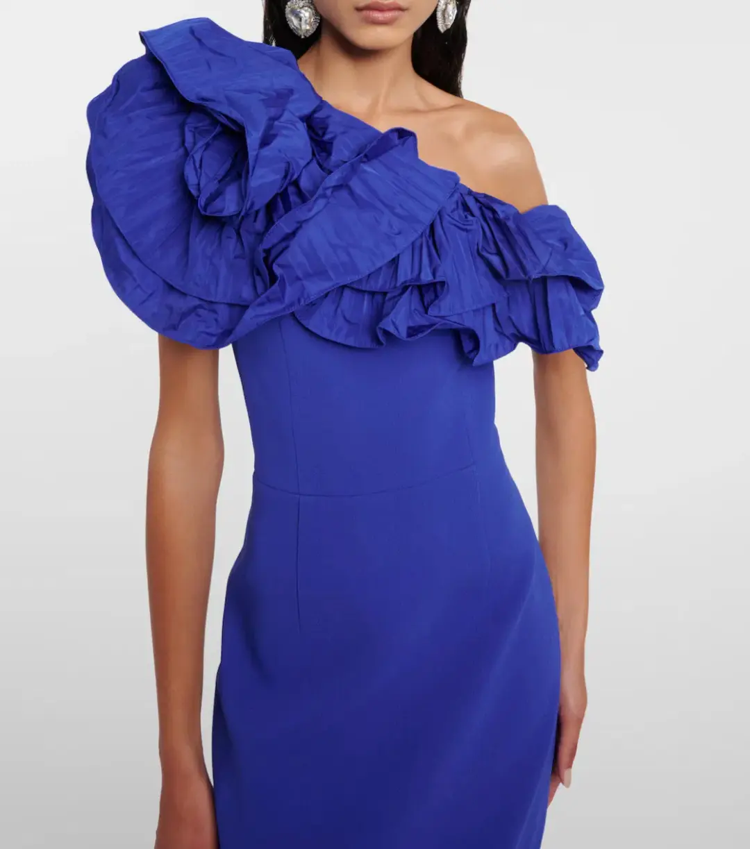 Rebecca Vallance Cora One Shoulder Midi dress Blue Size AU 8 for rent on The Volte - main image