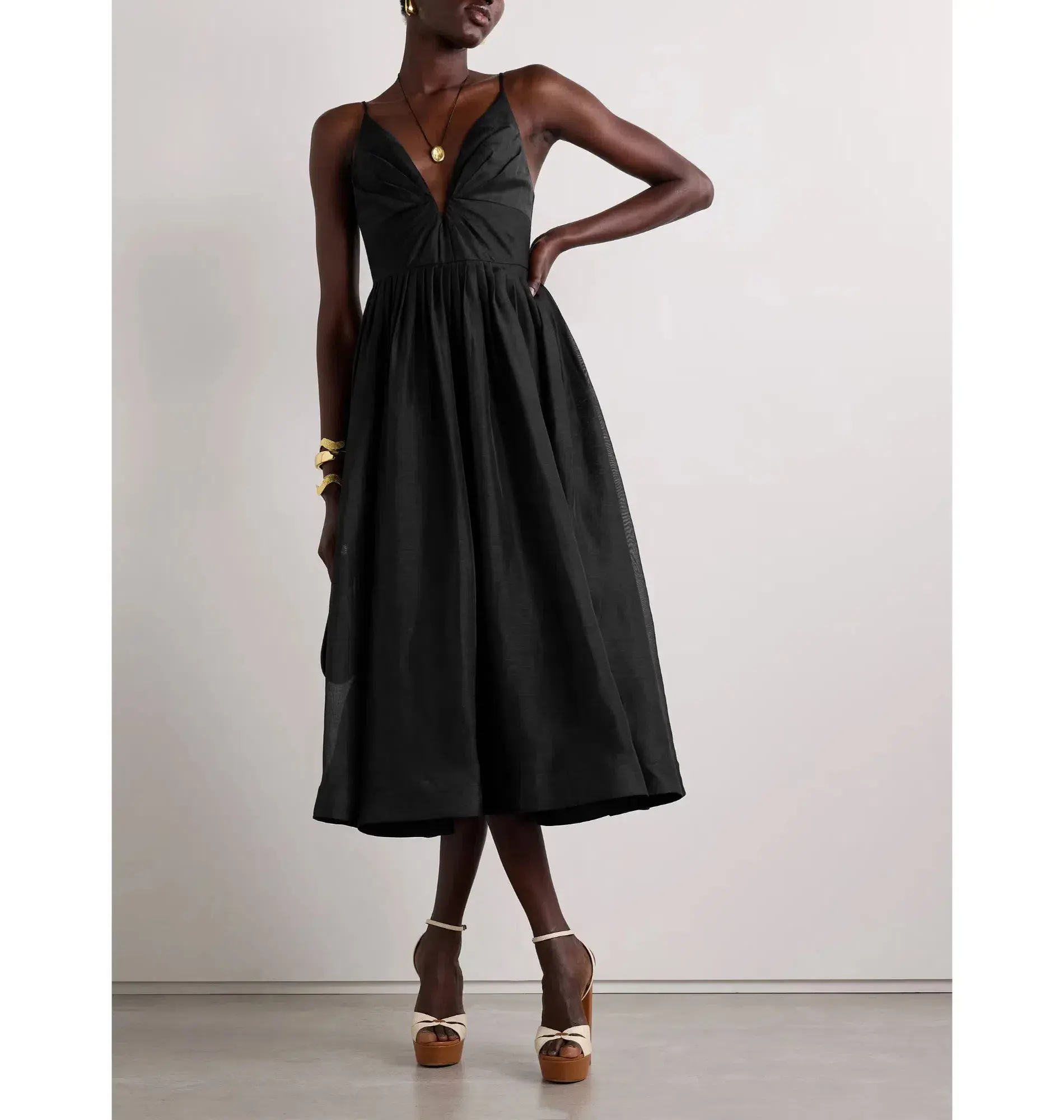 Zimmermann Illustration V Neck Midi Dress in Black Size 0 / AU 8 - Image 1