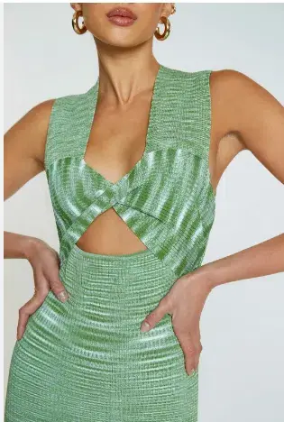 By Johnny Leora Latice Knit Midi Dress Green Size 8 - Image 3