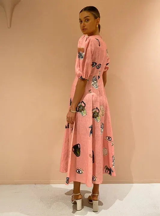 Alemais Cleo Midi Dress in Pink Size AU 12 - Image 4