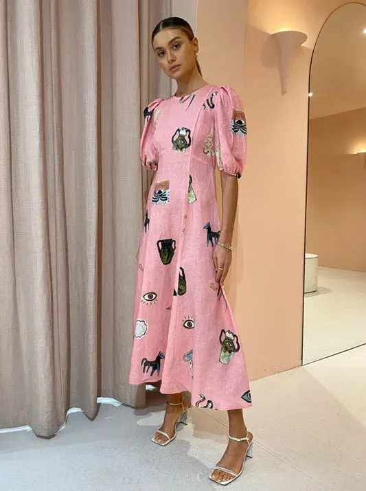 Alemais Cleo Midi Dress in Pink Size AU 12 - Image 1