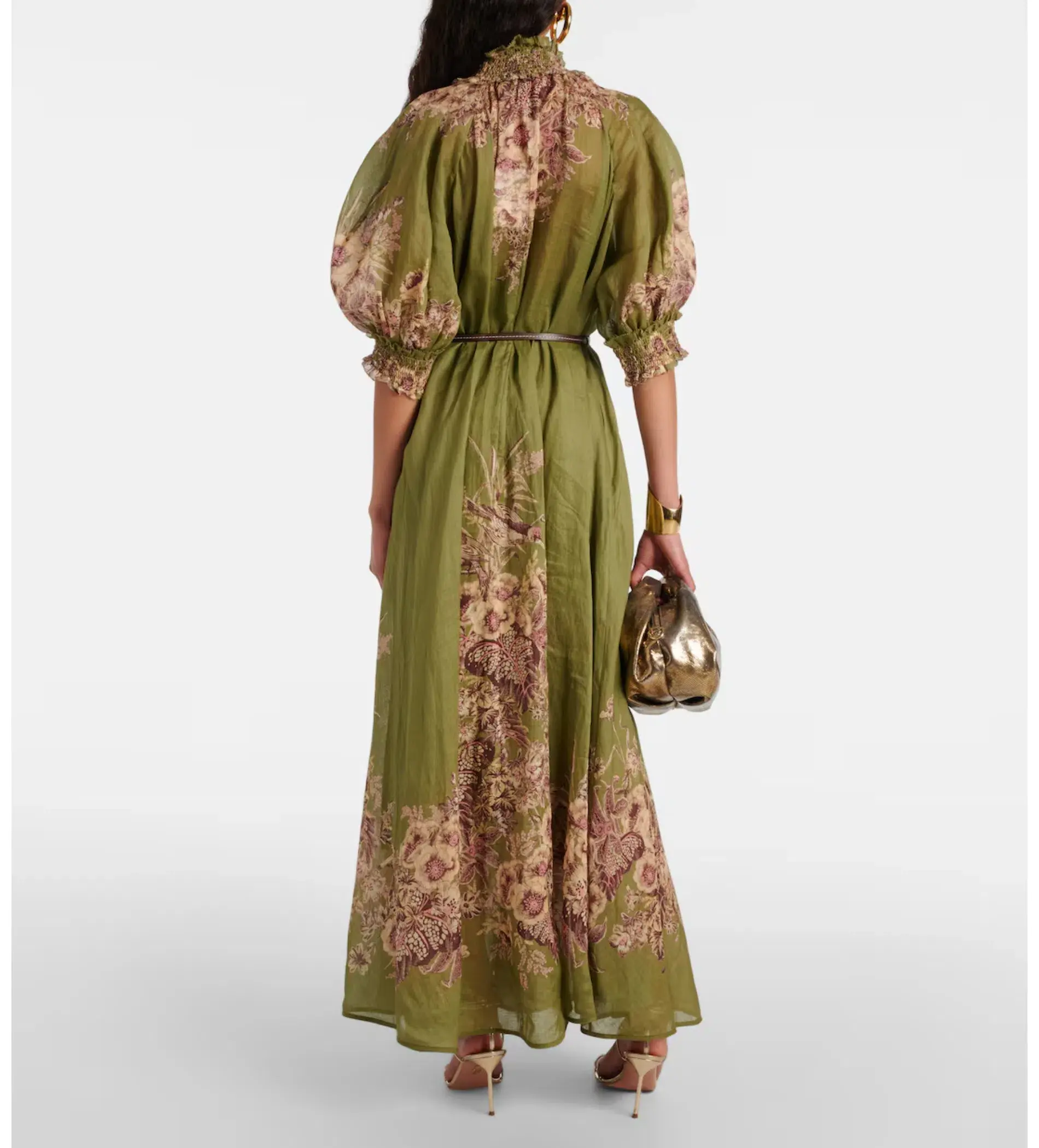 Zimmermann Ottie Swing Maxi Dress Khaki Floral Size 2/Au 12  - Image 2