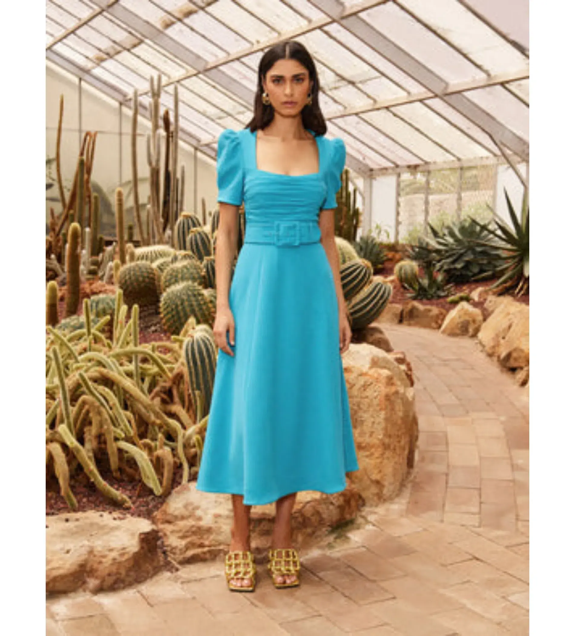 Rebecca Vallance Ella Short Sleeve Midi Dress Blue Size 10  - Image 3