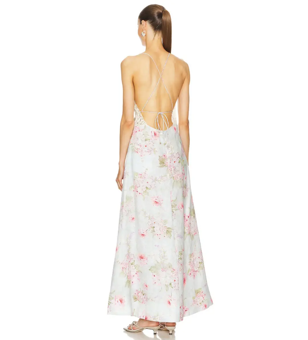 Zimmermann The Halliday A-line Midi Dress in Blue Watercolour Floral Size 1/Au 10  for rent on The Volte - main image