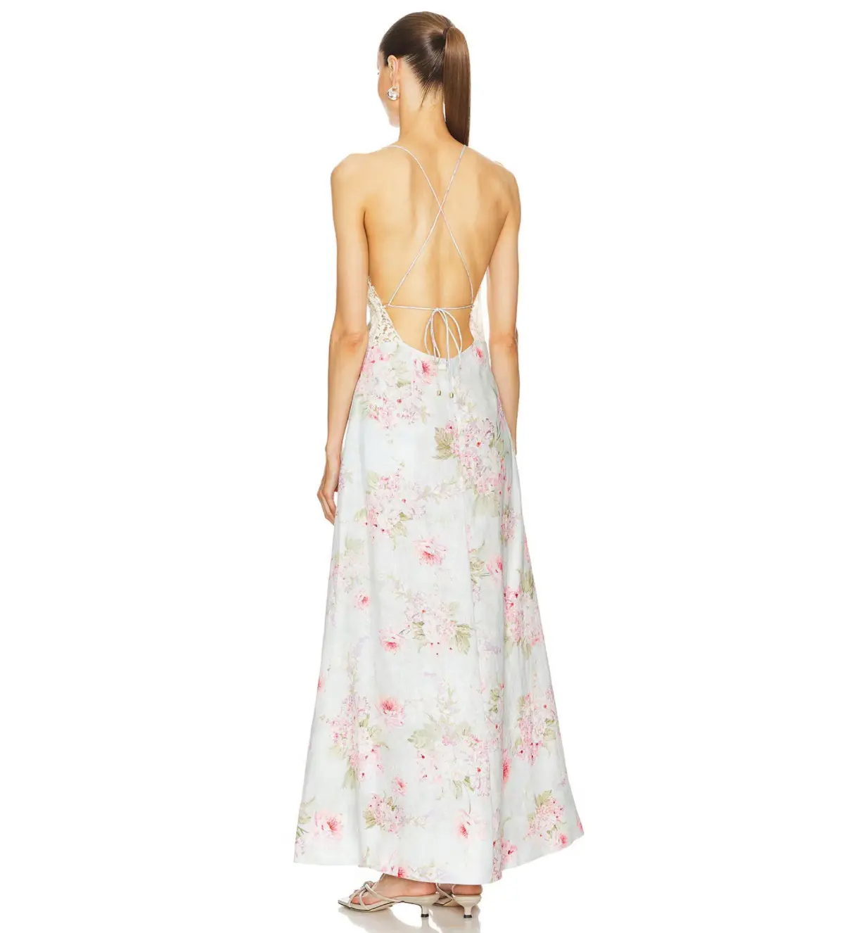 Zimmermann The Halliday A-line Midi Dress in Blue Watercolour Floral Size 1/Au 10  - Image 2