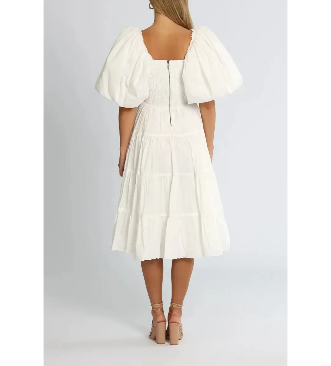 Aje Cherished Midi Dress Cream Size 8 for rent on The Volte - main image