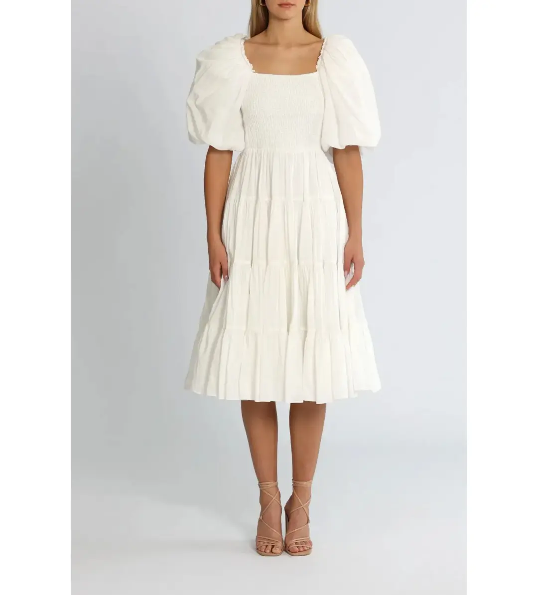Aje Cherished Midi Dress Cream Size 8 for rent on The Volte - main image