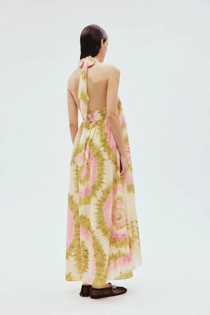 Alémais Flash Neck Tie Midi Dress Multi Size 12 - Image 3