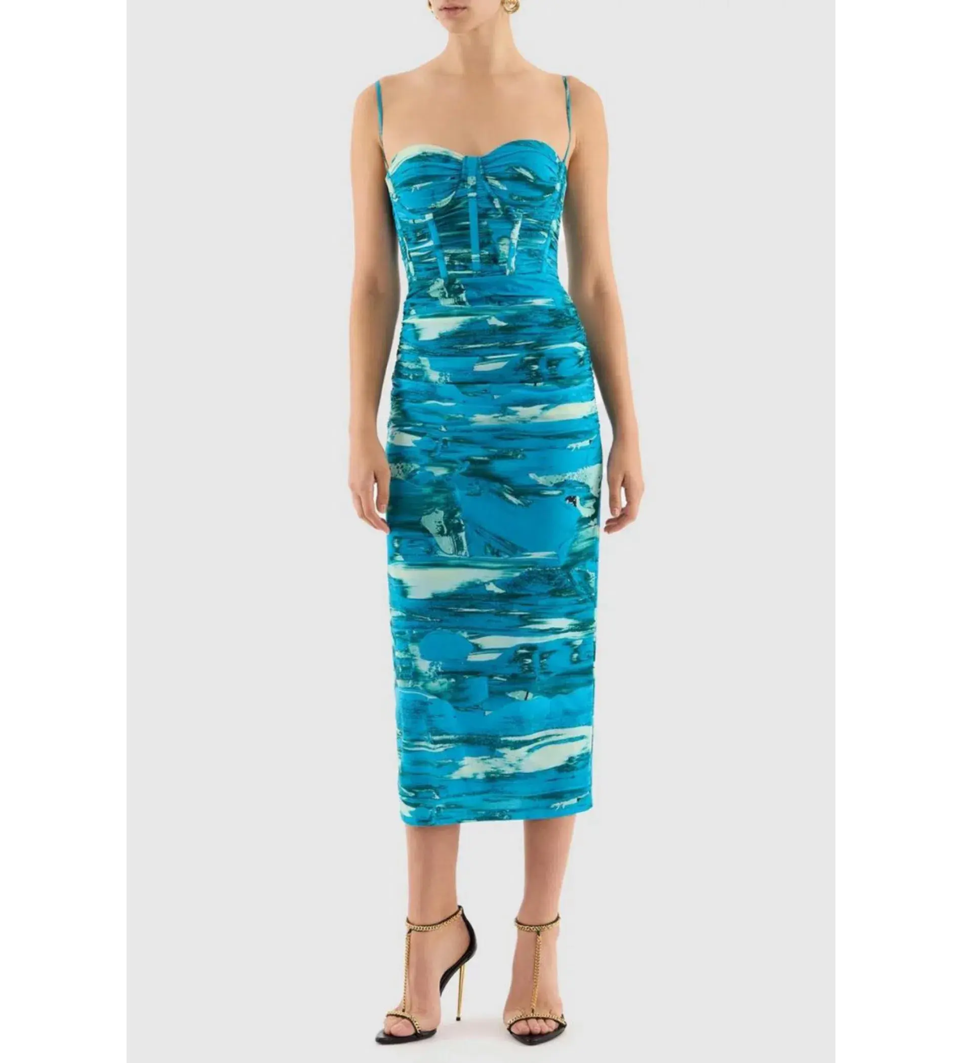 Rebecca Vallance  Marine Mirage Midi Dress Blue Size 8 - Image 2