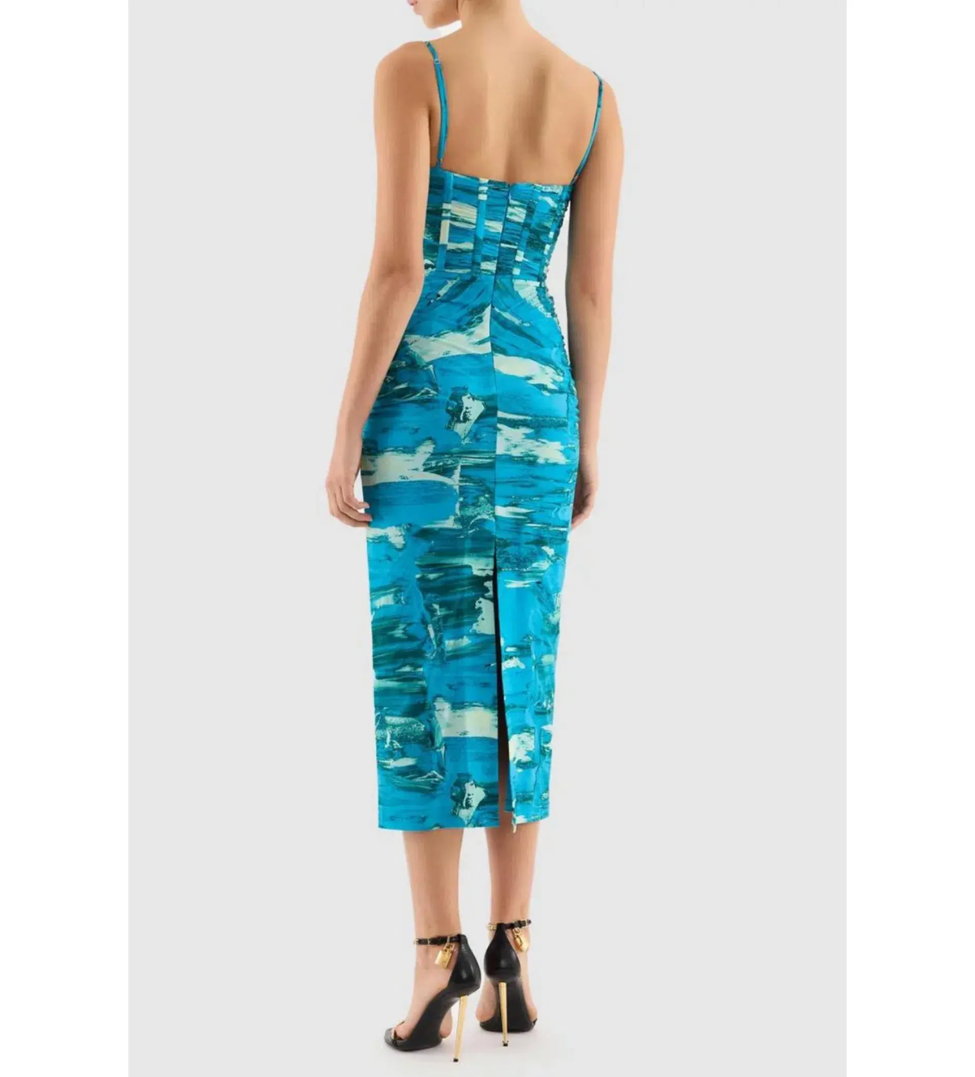 Rebecca Vallance Marine Mirage Midi Dress Blue Size 10 - Image 3