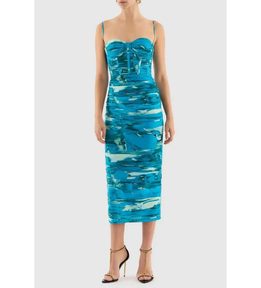 Rebecca Vallance Marine Mirage Midi Dress Blue Size 10 for rent on The Volte - main image