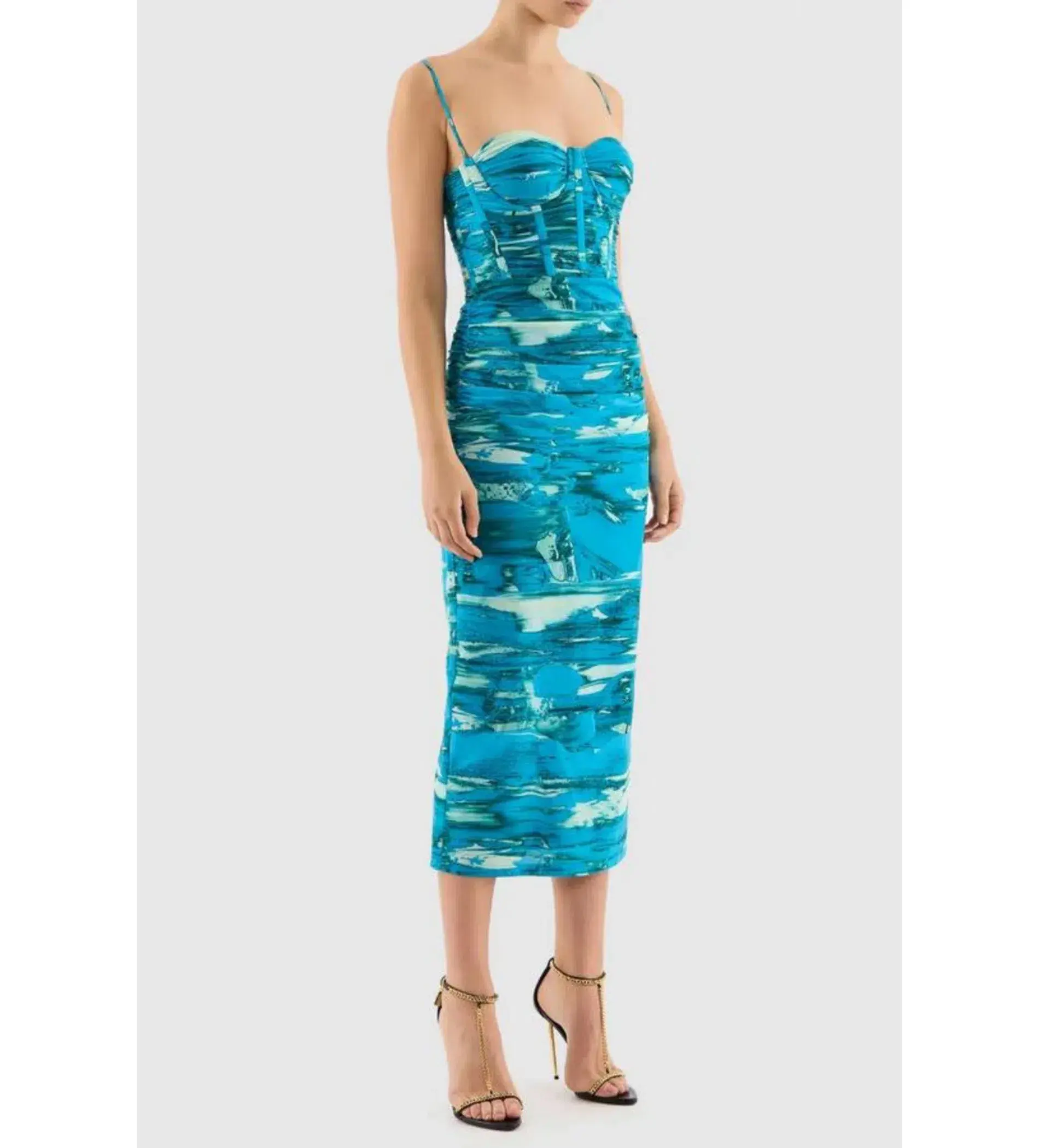 Rebecca Vallance Marine Mirage Midi Dress Blue Size 10 - Image 1