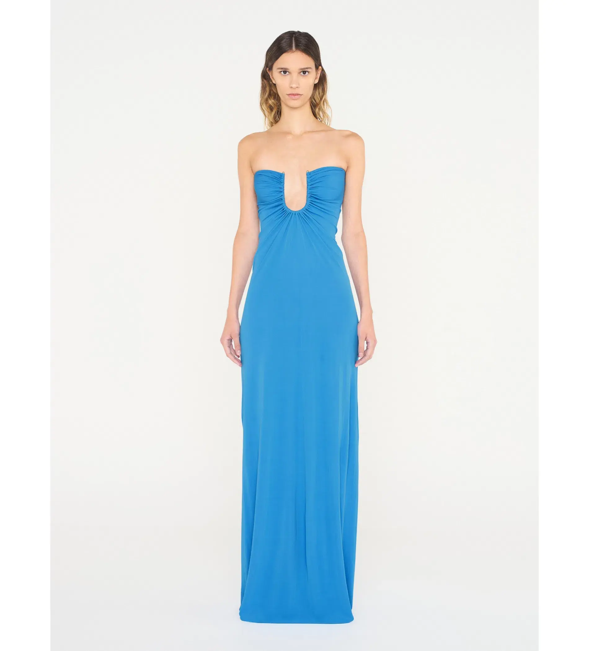 Christopher Esber Arced Palm Strapless Dress in Boston Blue Size 6 - Image 1