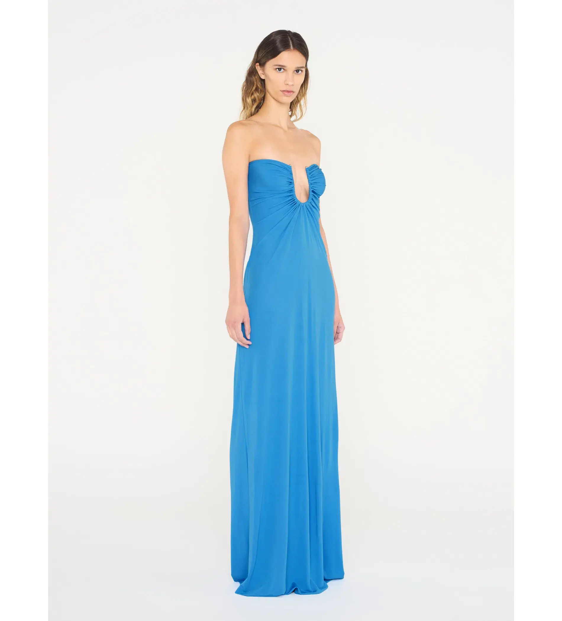 Christopher Esber Arced Palm Strapless Dress in Boston Blue Size 6 - Image 3