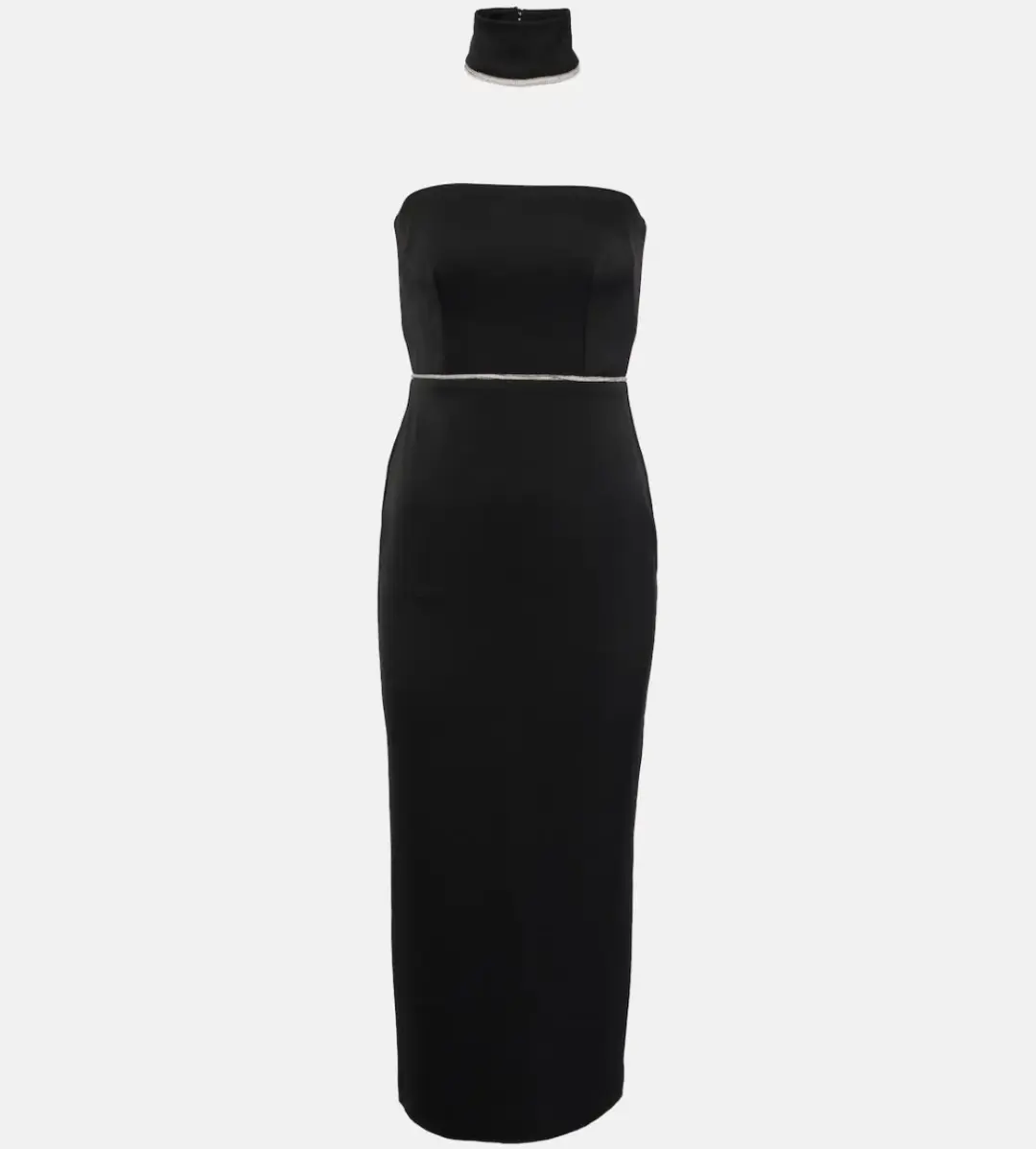 Alex Perry Crystal-embellished Satin Midi Dress Black Size 8 for rent on The Volte - main image
