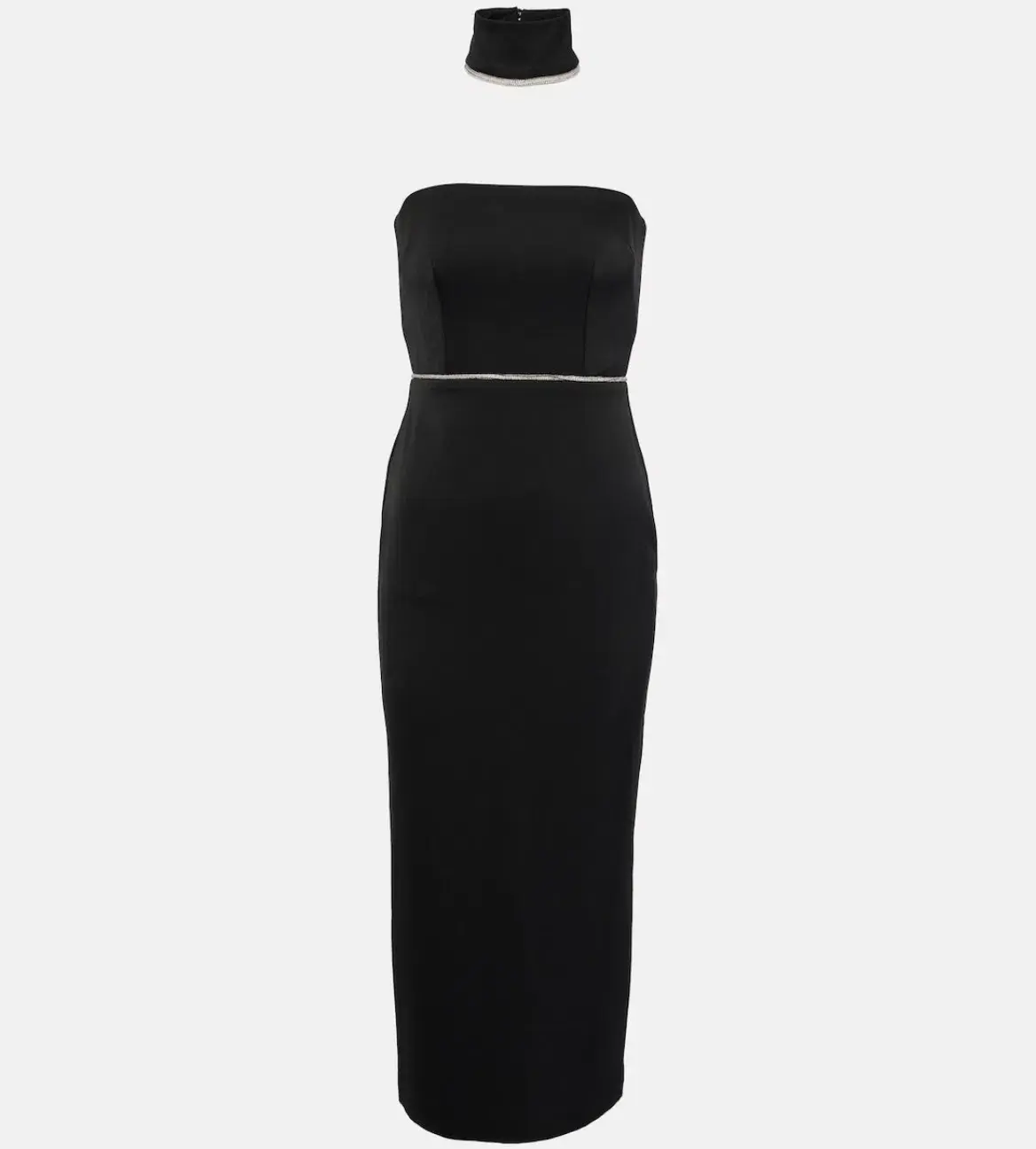 Alex Perry Crystal-embellished Satin Midi Dress Black Size 8 - Image 5