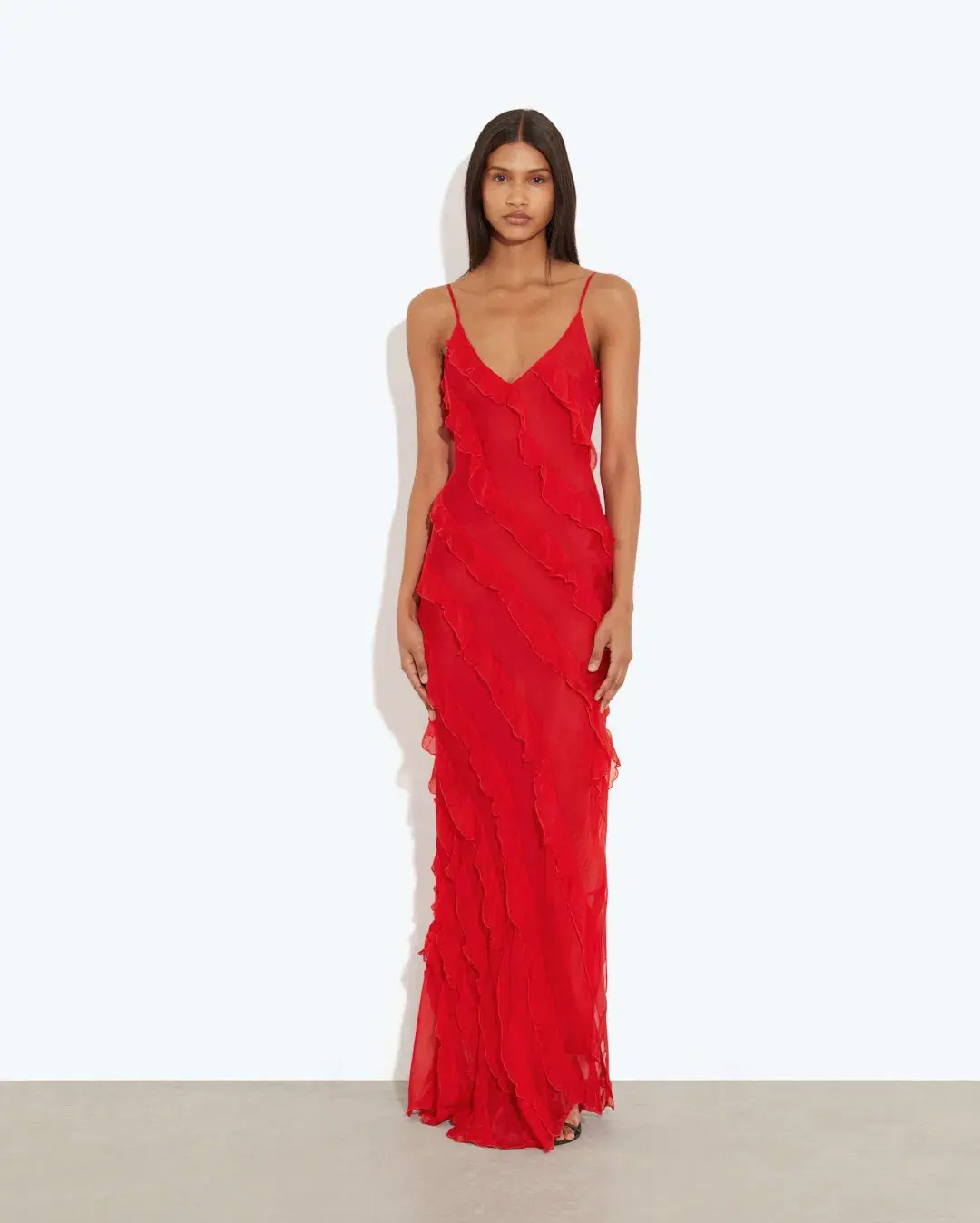 Rat & Boa Cecelia Ruffle Maxi Dress Red  Size XS/Au 6  - Image 1
