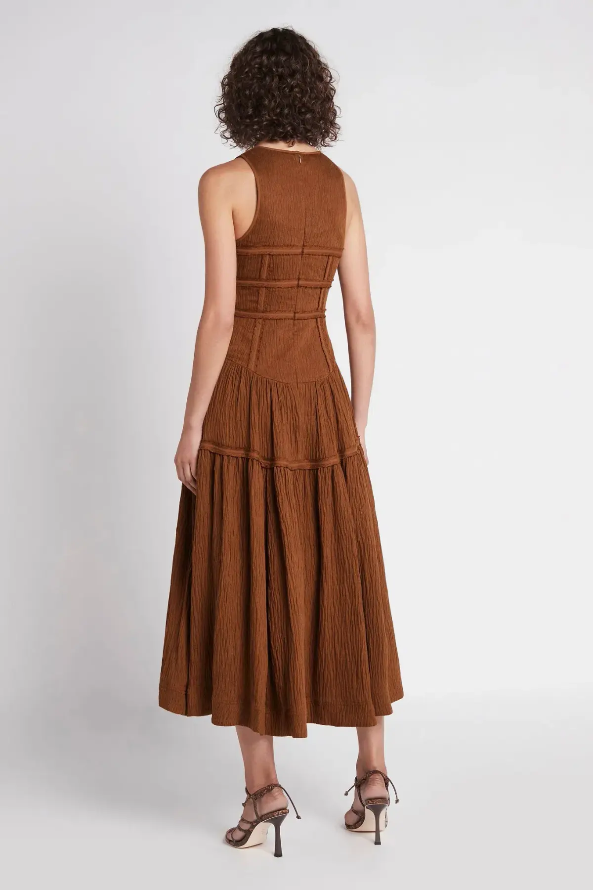 Aje Tidal Corset Midi Dress in Coffee Size 6 - Image 3