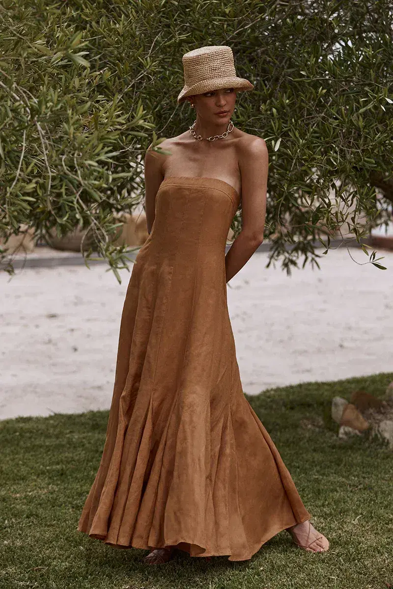 Dissh Rocky Linen Maxi Dress Tangerine Size S / AU 8 for rent on The Volte - main image