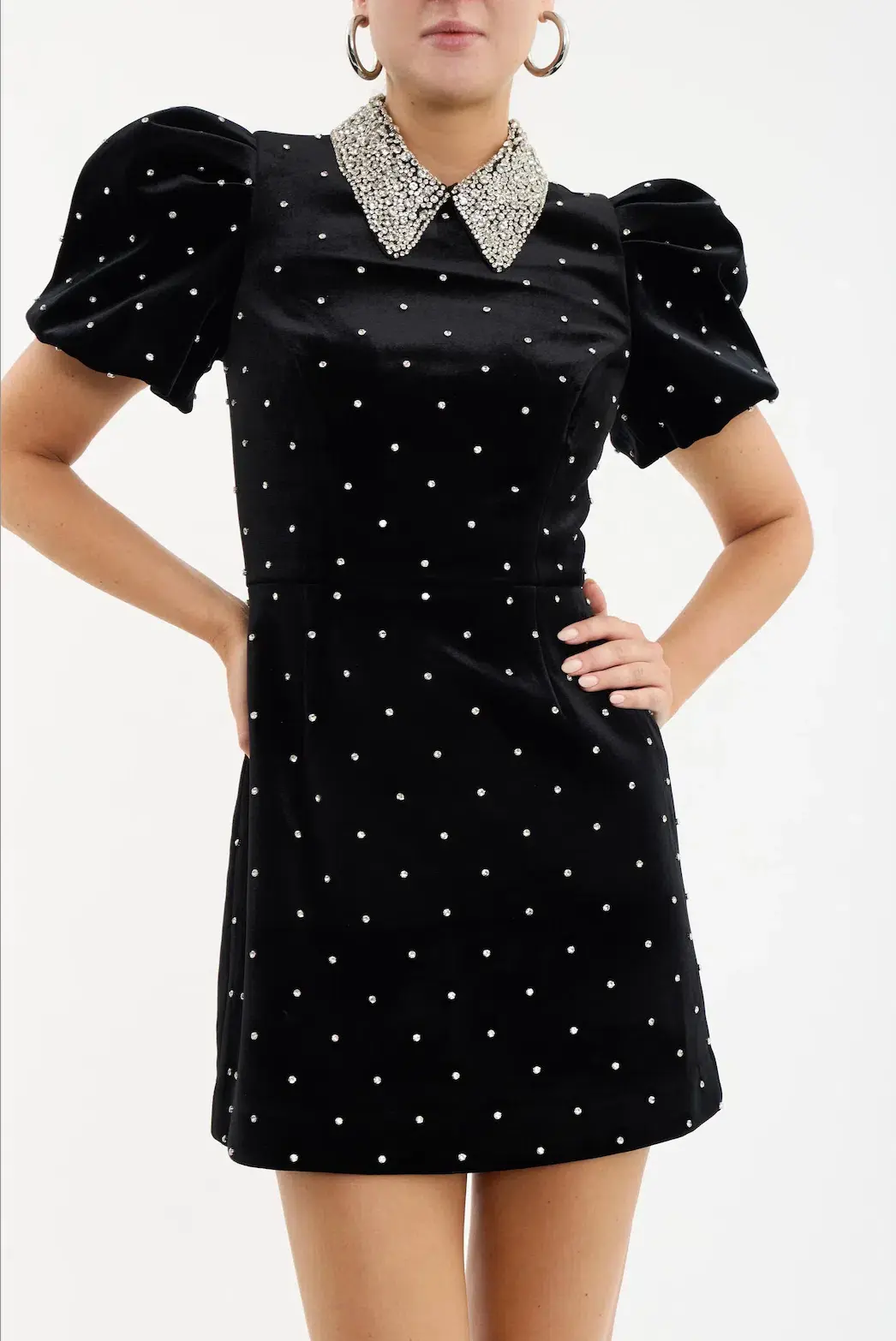 Rebecca Vallance Alisa Puff Sleeve Mini Dress Black Size 14 - Image 4