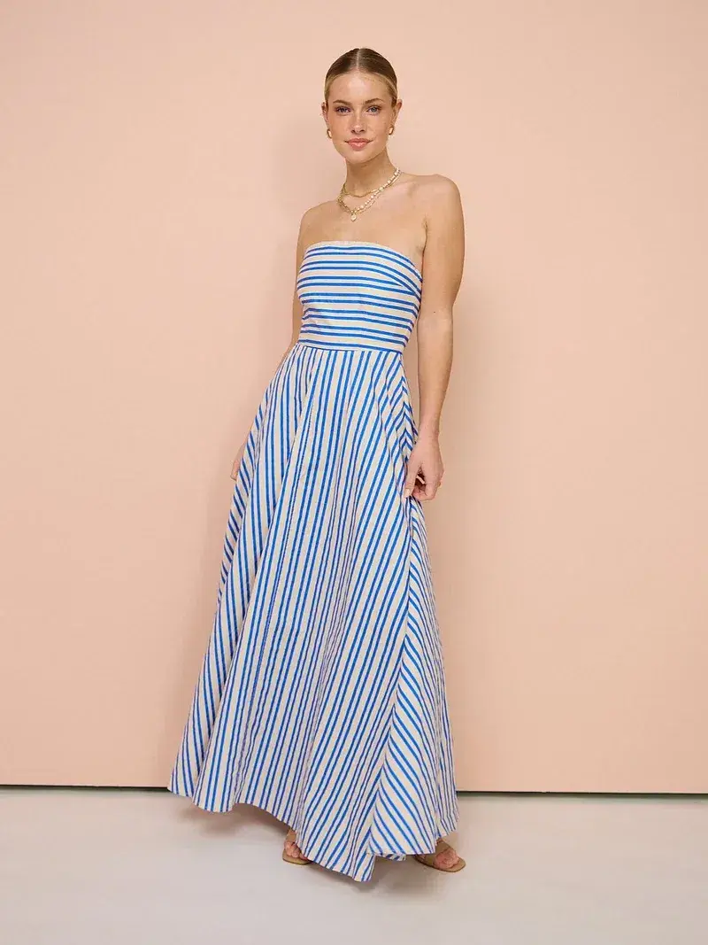 Aston Studio Hazel Maxi Dress Sapphire/Antique Stripe Size 14 - Image 1