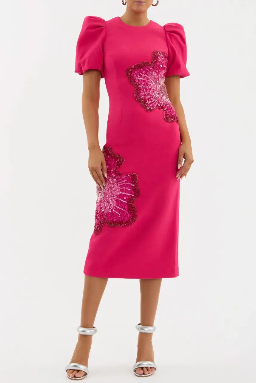 Rebecca Vallance The Layana Midi Dress Raspberry Size 12 - Image 1