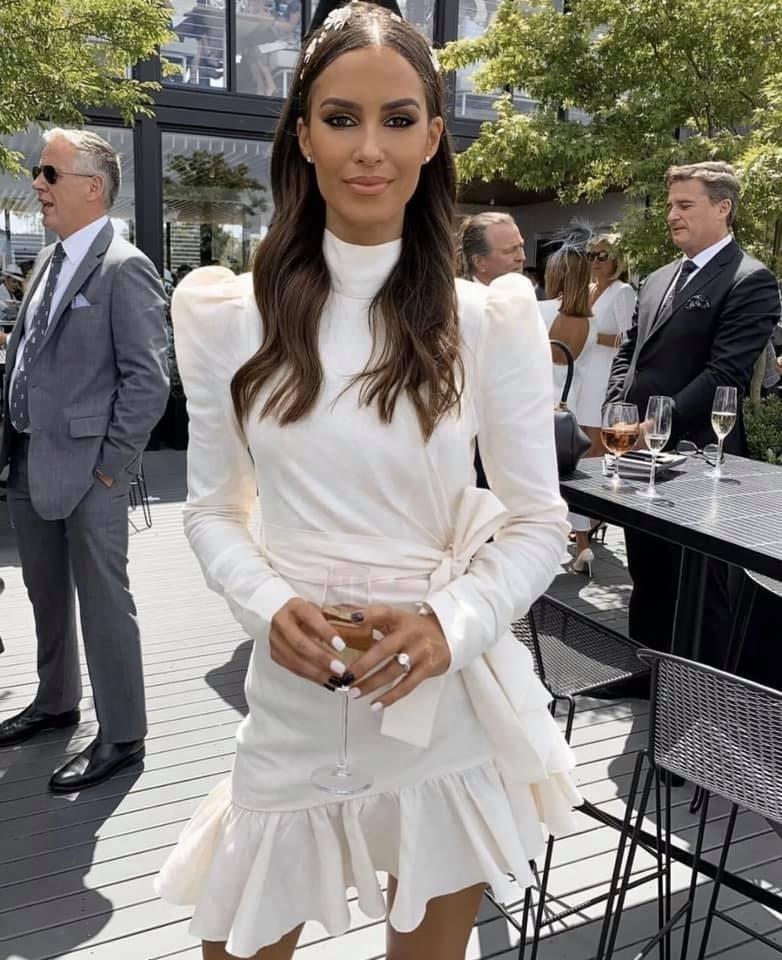 Zimmermann Asymmetric Flounce Mini Dress Cream Size 0 for rent on The Volte - main image