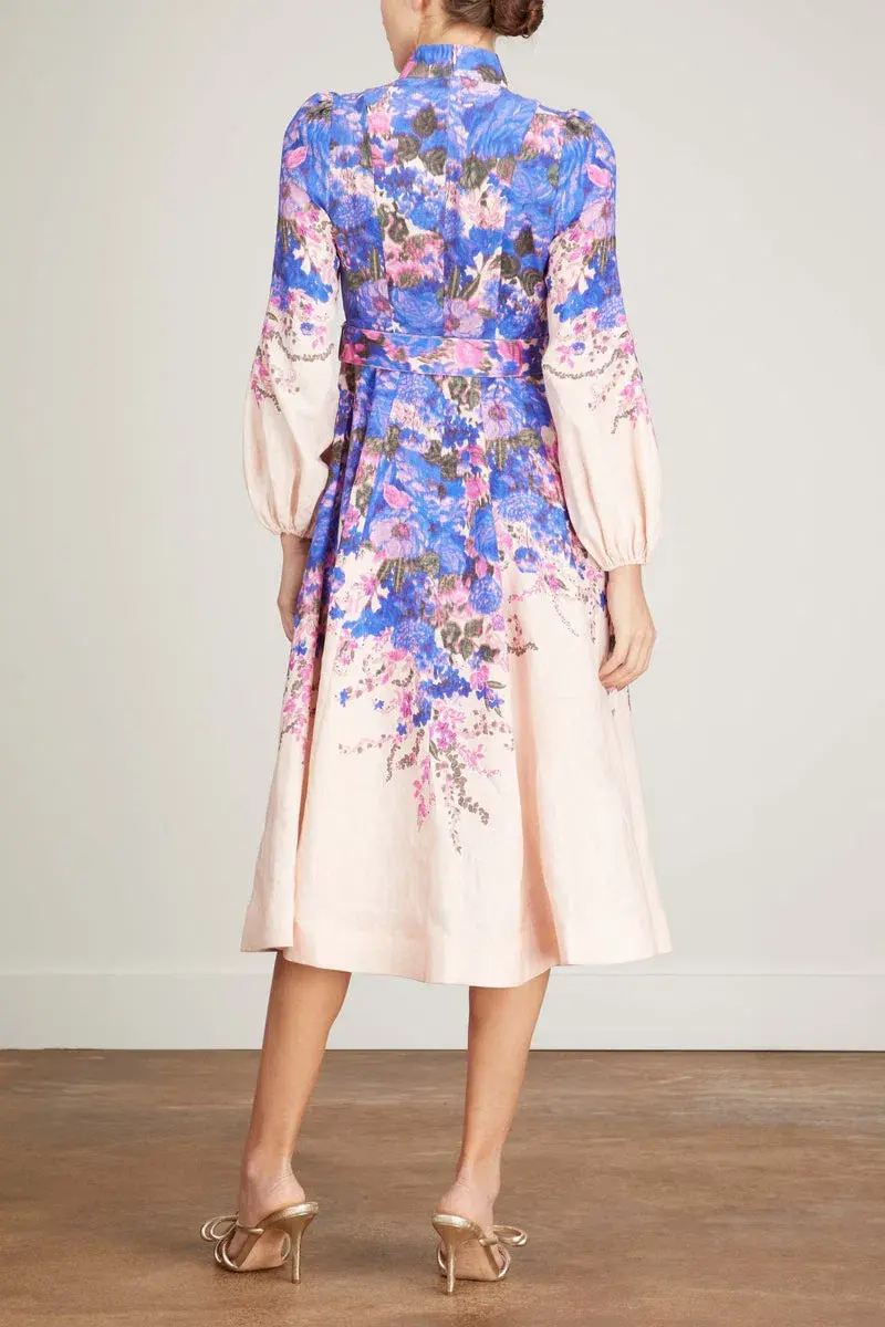 Zimmermann High Tide Buttoned Midi Dress Purple Ikat Floral Size 2 / AU 12  - Image 2