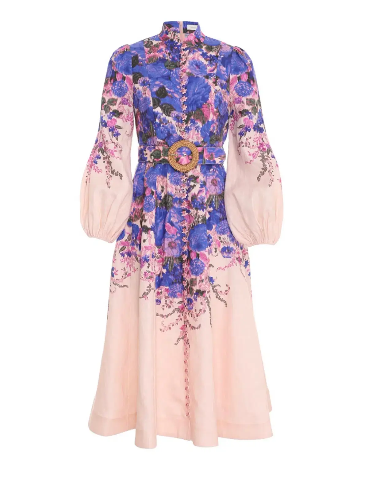 Zimmermann High Tide Buttoned Midi Dress Purple Ikat Floral Size 2 / AU 12  - Image 4