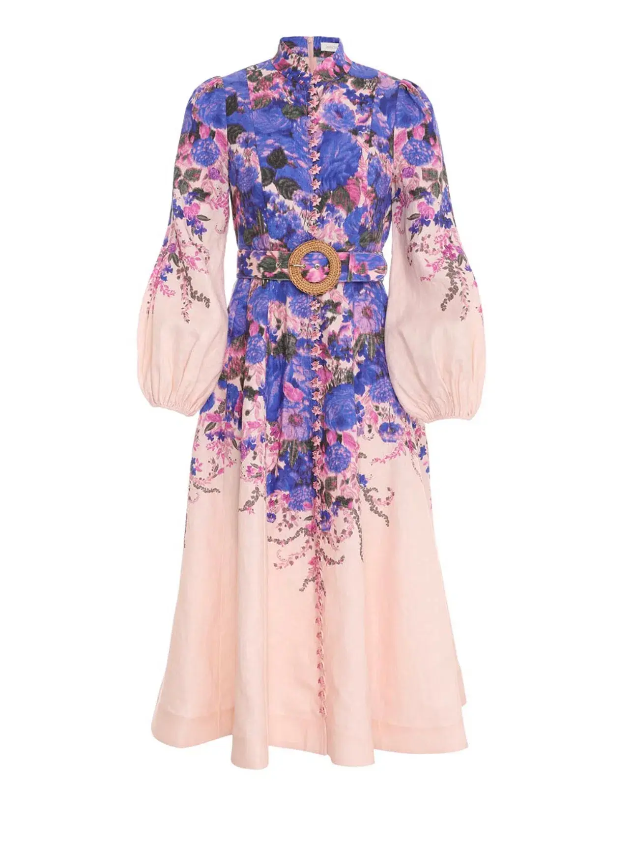 Zimmermann High Tide Buttoned Midi Dress Purple Ikat Floral Size 2 / AU 12  - Image 4
