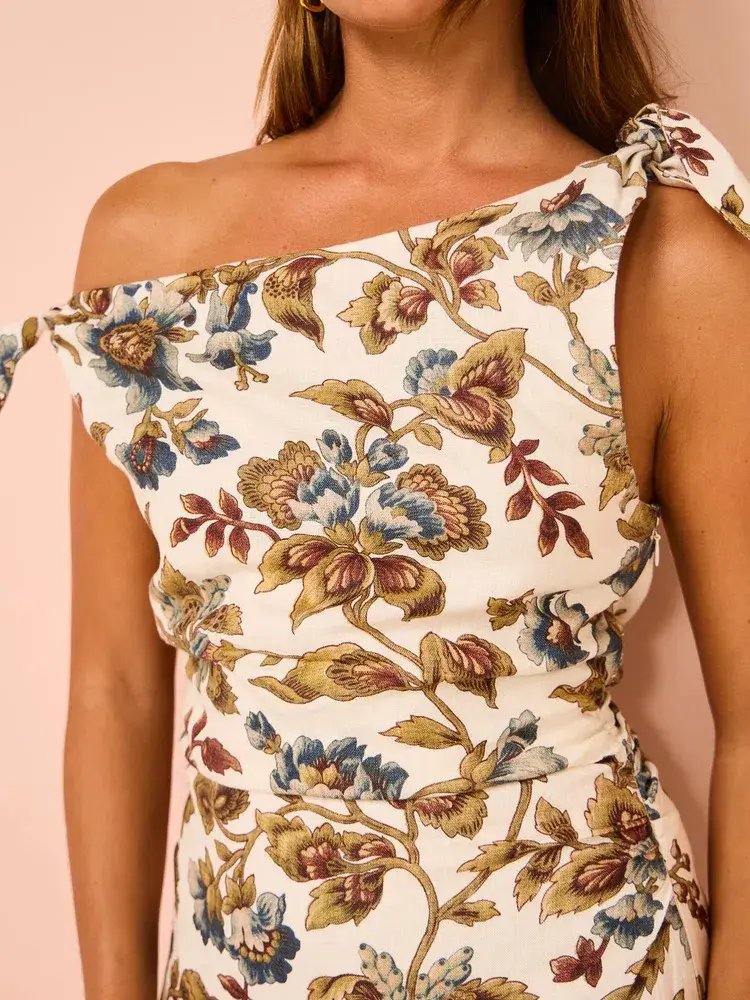 Sir the Label Eleanora Tie Shoulder Midi Dress Viola Floral Print Size 3 / AU 12  - Image 2