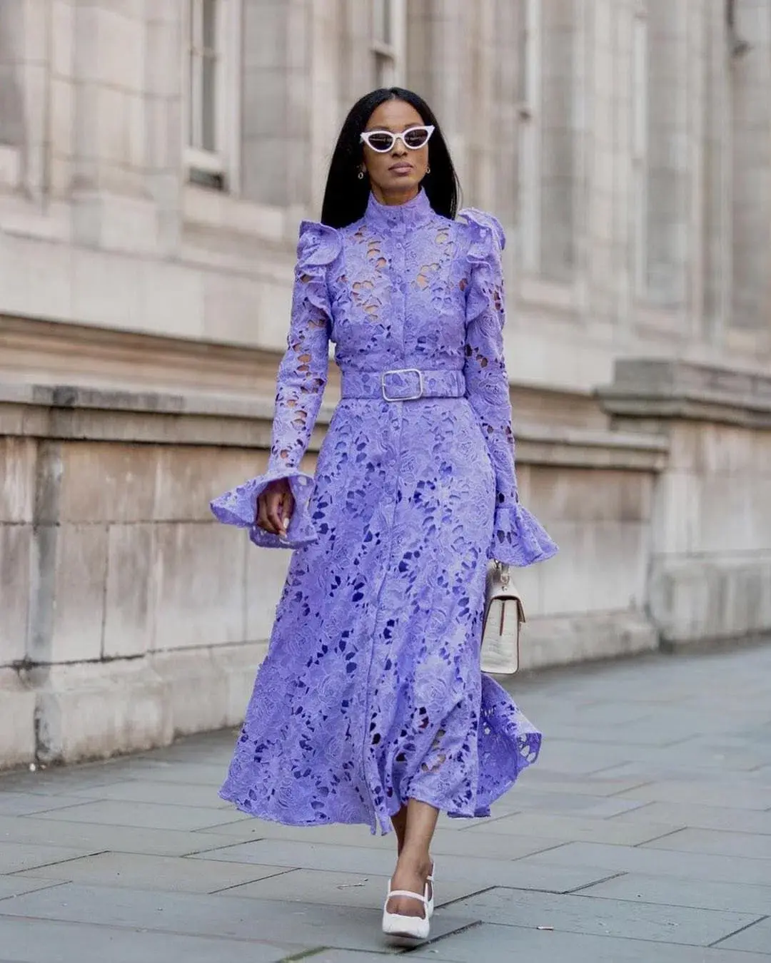 Leo Lin Aliyah Lace Butterfly Sleeve Midi Dress Lavender Size 10 - Image 1