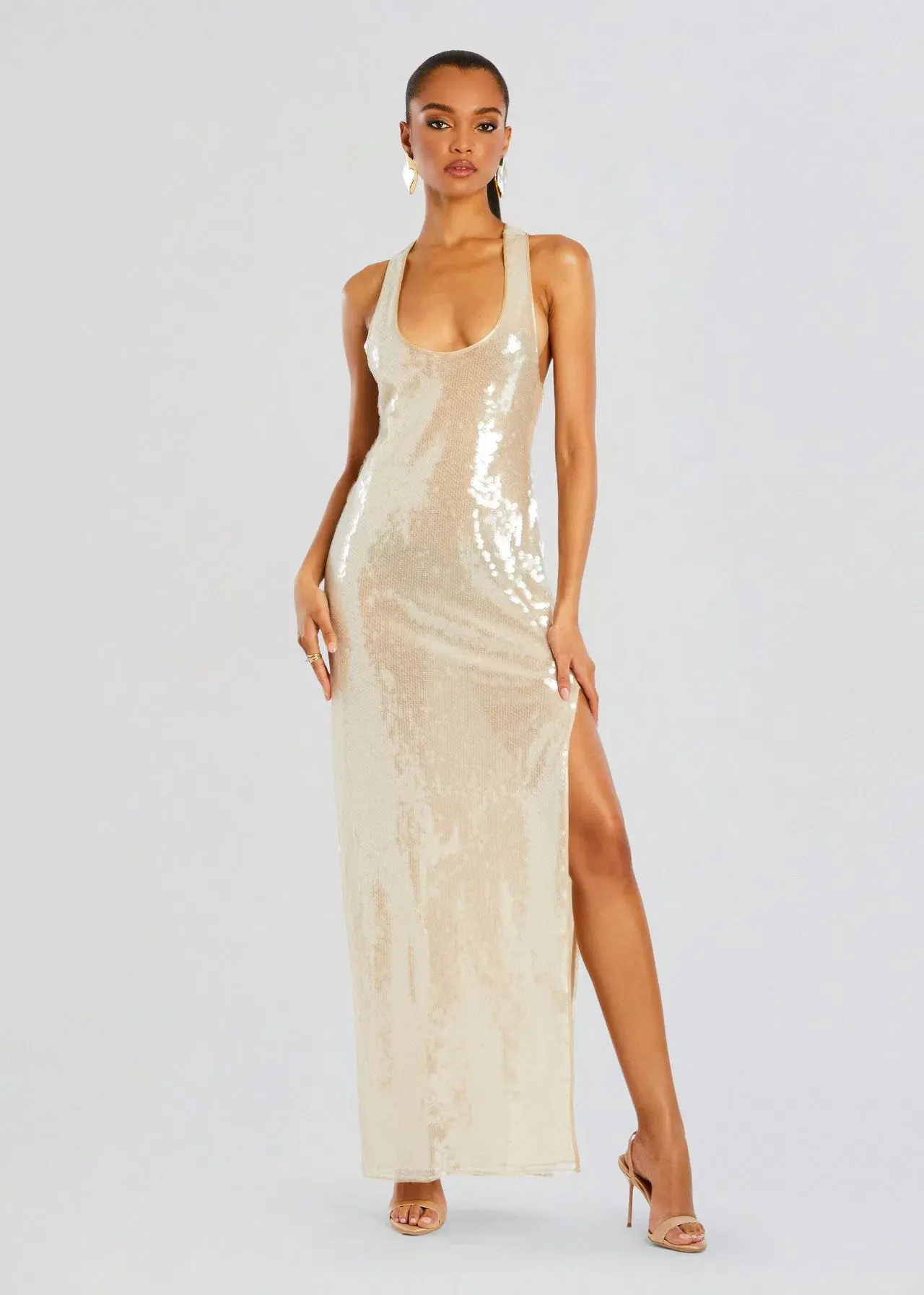 Retrofete Bella Sequin Dress Cream Size XS / AU 6 - Image 7