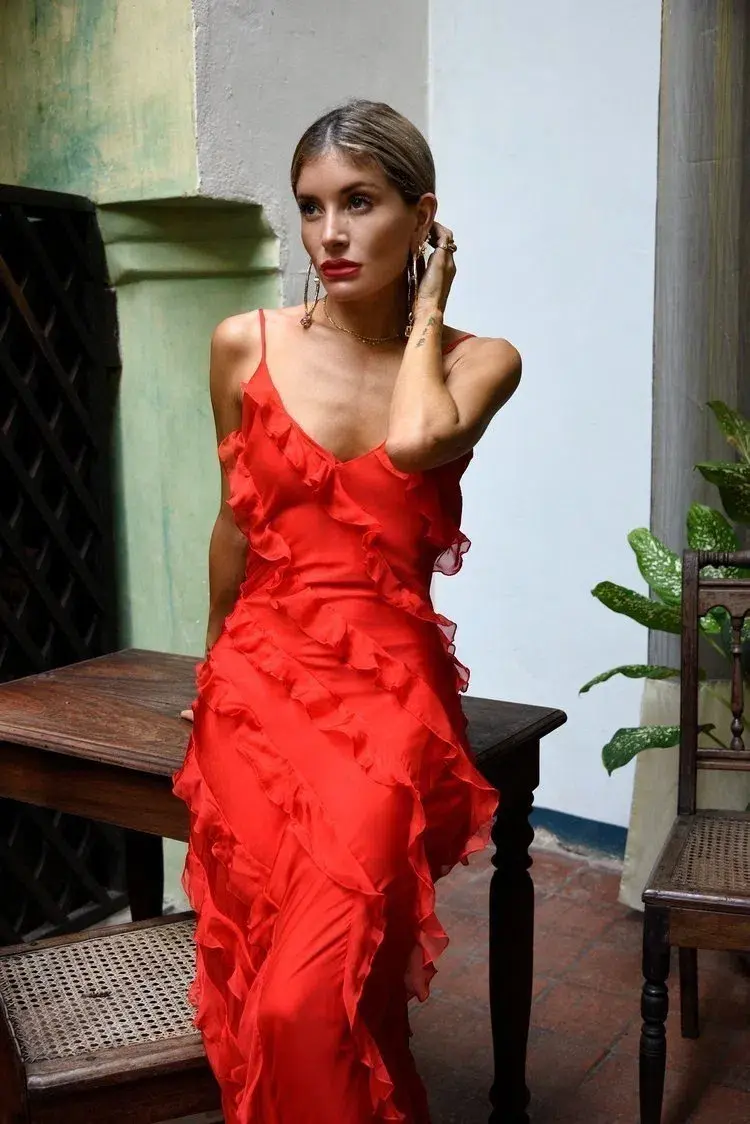 Rat & Boa Cecelia Ruffle Maxi Dress Red Size S / AU 8 - Image 5