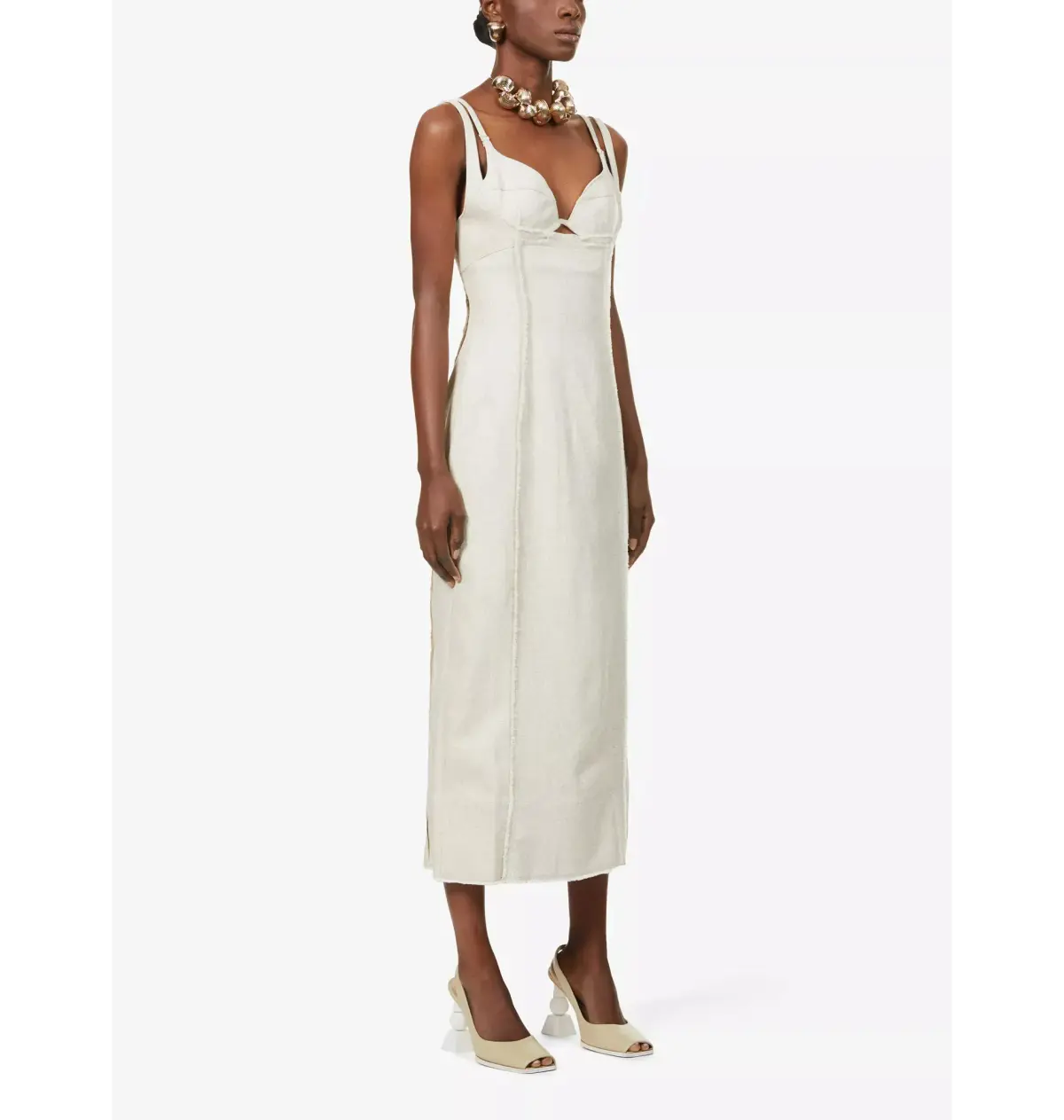 Jacquemus La Robe Valerie Dress Beige Size AU 6  - Image 3