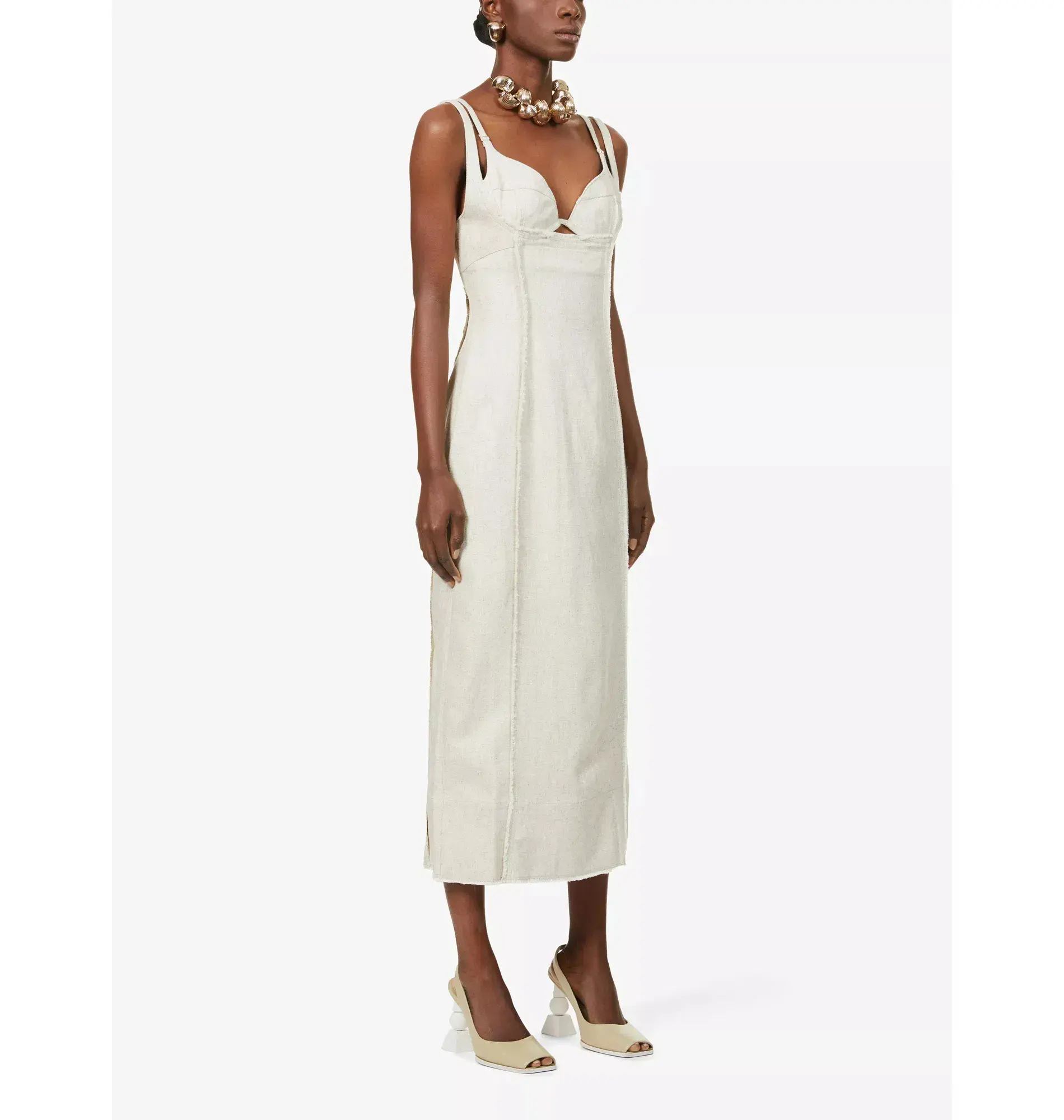 Jacquemus La Robe Valerie Dress Beige Size AU 6  - Image 3