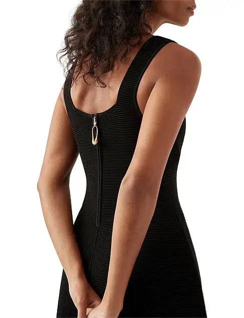 Aje Sylvette Knit Midi Dress Black Size AU 10  - Image 3