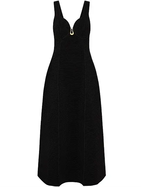 Aje Sylvette Knit Midi Dress Black Size AU 10  - Image 5